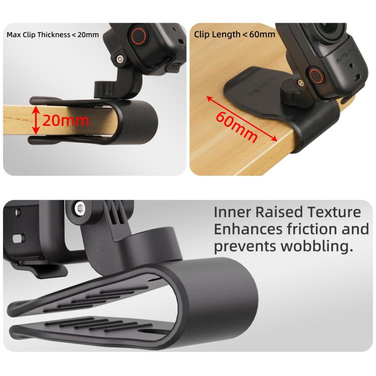 Supporto per action camera DJI Osmo Nano Sunnylife per aletta parasole auto, girevole a 360° e inclinabile di 90°., MJ165 Car Sun Visor Mount
