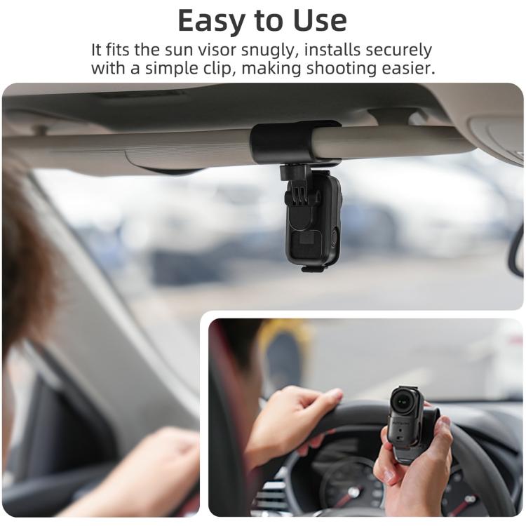 Supporto per action camera DJI Osmo Nano Sunnylife per aletta parasole auto, girevole a 360° e inclinabile di 90°., MJ165 Car Sun Visor Mount