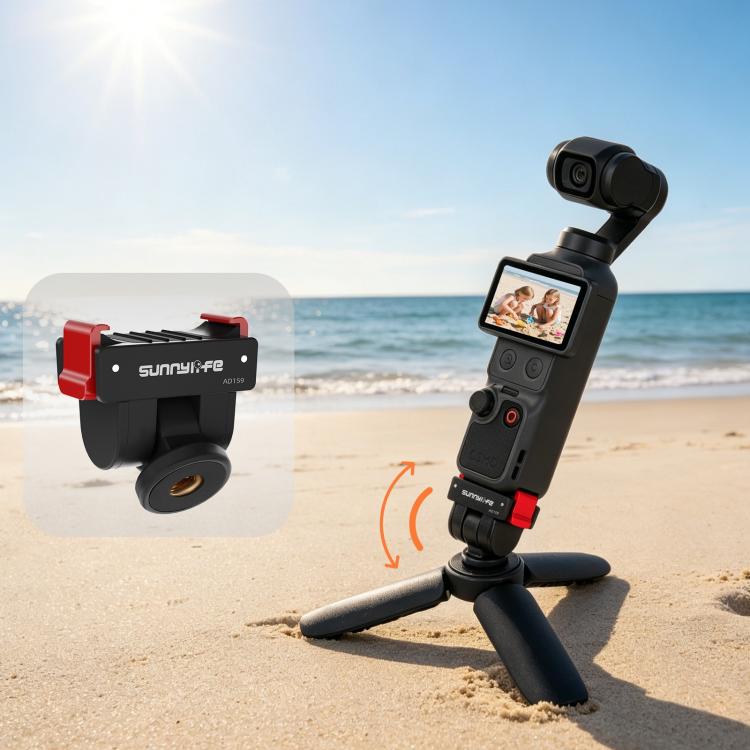 Adattatore a sgancio rapido Sunnylife per DJI Osmo Pocket 4 / 3, interfaccia da 1/4 di pollice, adattatore per selfie stick con inclinazione a 180 gradi., AD159 For DJI Osmo Pocket 4 / 3