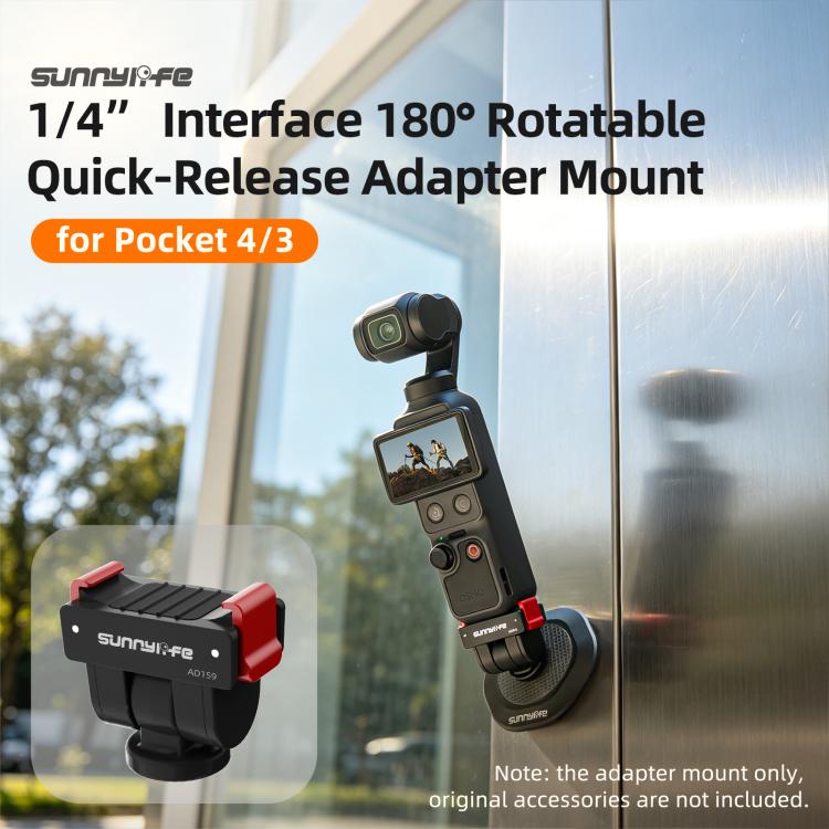 Adattatore a sgancio rapido Sunnylife per DJI Osmo Pocket 4 / 3, interfaccia da 1/4 di pollice, adattatore per selfie stick con inclinazione a 180 gradi., AD159 For DJI Osmo Pocket 4 / 3