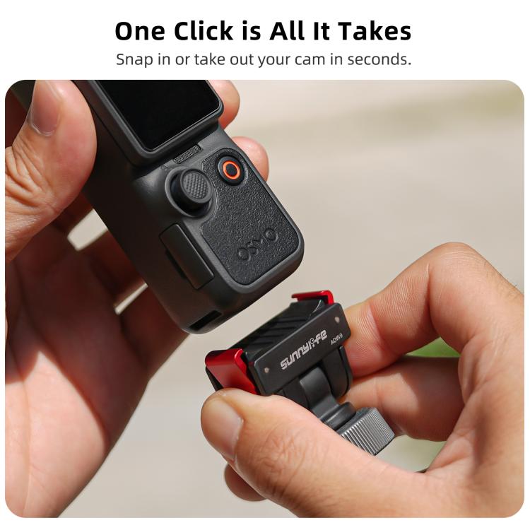 Adattatore a sgancio rapido Sunnylife per DJI Osmo Pocket 4 / 3, interfaccia da 1/4 di pollice, adattatore per selfie stick con inclinazione a 180 gradi., AD159 For DJI Osmo Pocket 4 / 3