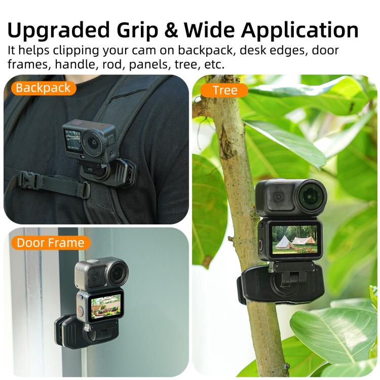 Clip magnetica a sgancio rapido Sunnylife per zaino, morsetto regolabile per action camera con supporto verticale/orizzontale per DJI Osmo Nano / Action 6, MJ-172 For DJI Osmo Nano / Action 6