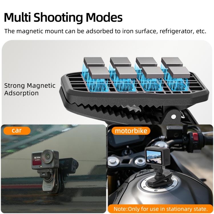 Clip magnetica a sgancio rapido Sunnylife per zaino, morsetto regolabile per action camera con supporto verticale/orizzontale per DJI Osmo Nano / Action 6, MJ-172 For DJI Osmo Nano / Action 6