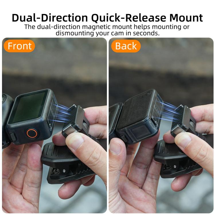 Clip magnetica a sgancio rapido Sunnylife per zaino, morsetto regolabile per action camera con supporto verticale/orizzontale per DJI Osmo Nano / Action 6, MJ-172 For DJI Osmo Nano / Action 6