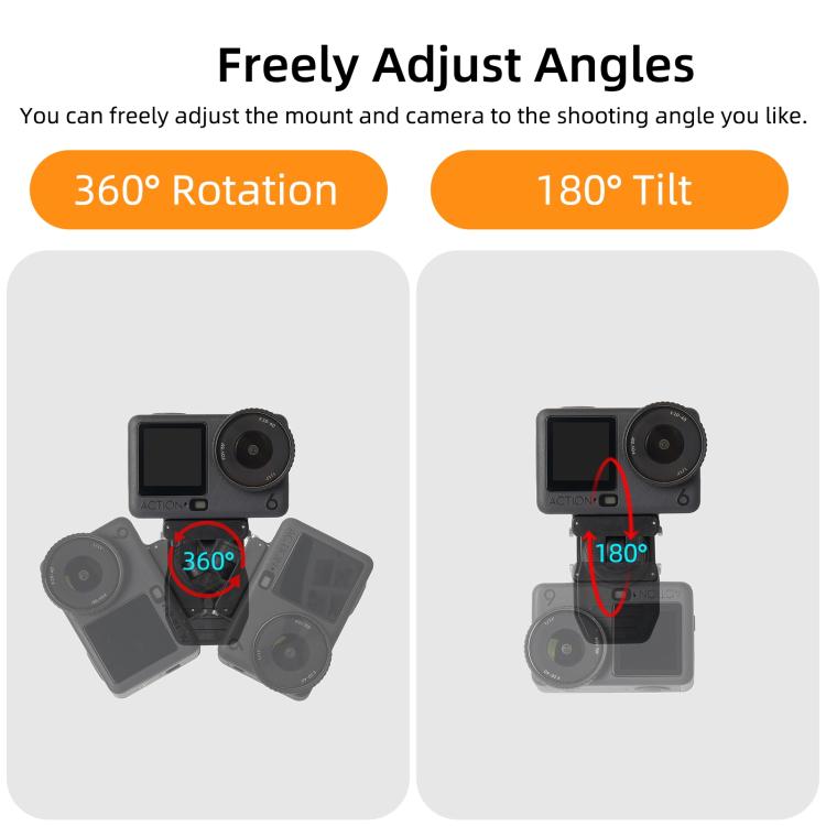 Clip magnetica a sgancio rapido Sunnylife per zaino, morsetto regolabile per action camera con supporto verticale/orizzontale per DJI Osmo Nano / Action 6, MJ-172 For DJI Osmo Nano / Action 6