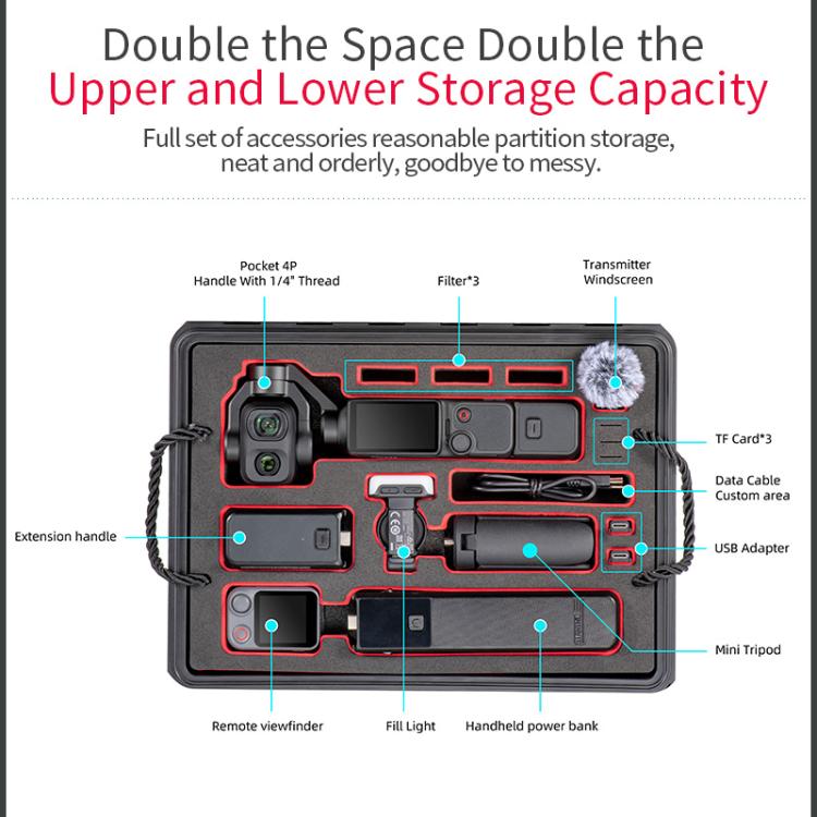 Valigetta impermeabile a doppio strato con lucchetto a combinazione TSA STARTRC per DJI Osmo Pocket 4P STARTRC., For DJI Osmo Pocket 4P