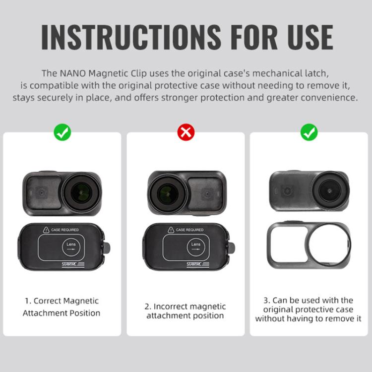 Per DJI Osmo Nano STARTRC Clip da zaino Morsetto regolabile per action camera con sgancio rapido, Backpack Clip For DJI Osmo Nano