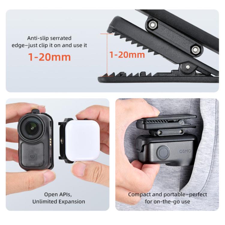 Per DJI Osmo Nano STARTRC Clip da zaino Morsetto regolabile per action camera con sgancio rapido, Backpack Clip For DJI Osmo Nano