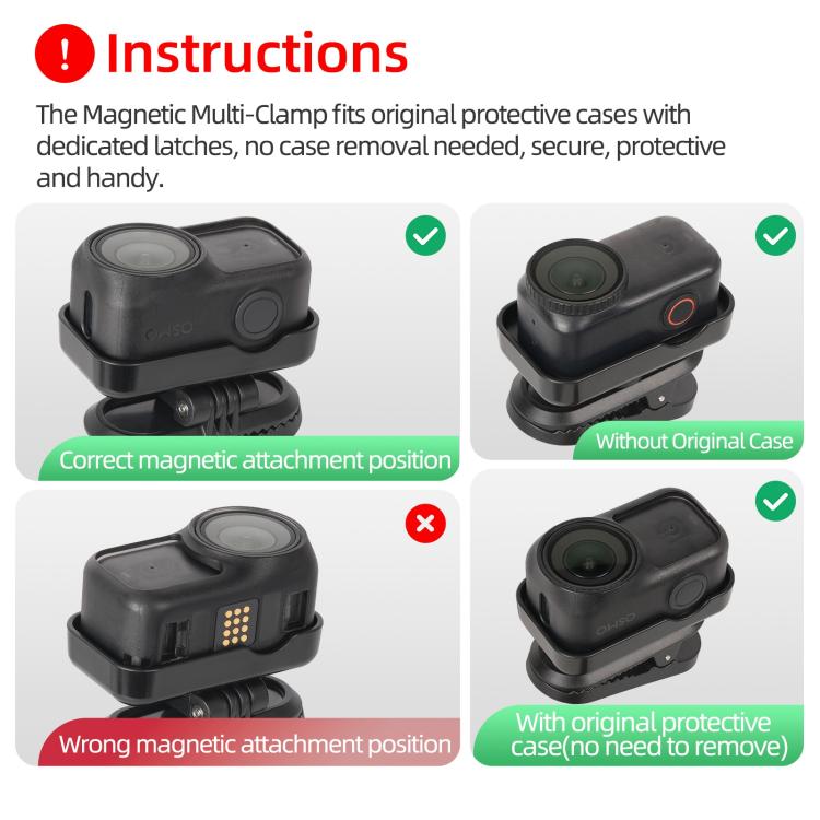 Per DJI Osmo Nano, clip magnetica Sunnylife per zaino, morsetto regolabile per action camera con sgancio rapido., ON-MJ244 For DJI Osmo Nano