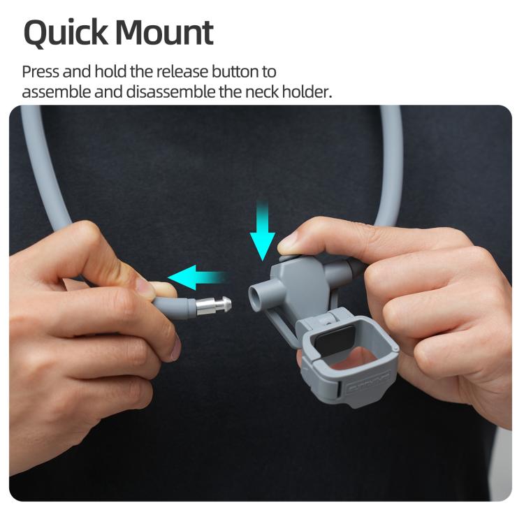 Per DJI Osmo Pocket 4 / 3 Sunnylife Supporto da collo POV regolabile per video vlog a mani libere, supporto da collo per selfie con cinturino