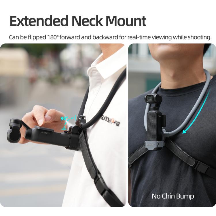 Per DJI Osmo Pocket 4 / 3 Sunnylife Supporto da collo POV regolabile per video vlog a mani libere, supporto da collo per selfie con cinturino