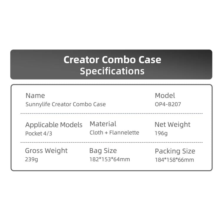 Per DJI Osmo Pocket 4 / 3 Sunnylife Mini Custodia Borsa Creator Combo Bags, Creator Combo Bag