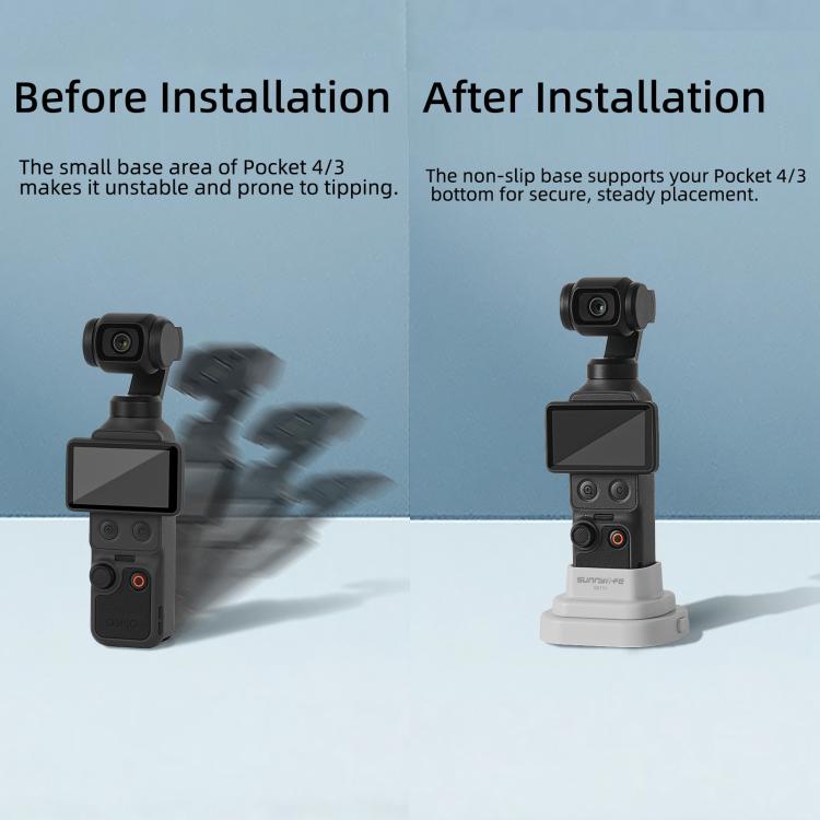 Per DJI Osmo Pocket 4 / 3 Sunnylife Base di supporto rimovibile per auto e tavolo, stabilizzatore da tavolo, supporto, OP4-DZ157