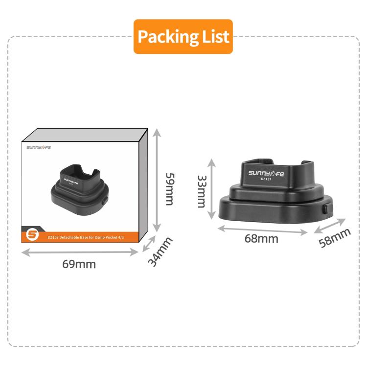Per DJI Osmo Pocket 4 / 3 Sunnylife Base di supporto rimovibile per auto e tavolo, stabilizzatore da tavolo, supporto, OP4-DZ157