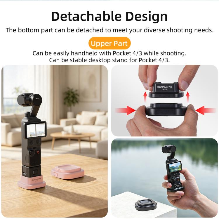 Per DJI Osmo Pocket 4 / 3 Sunnylife Base di supporto rimovibile per auto e tavolo, stabilizzatore da tavolo, supporto, OP4-DZ157