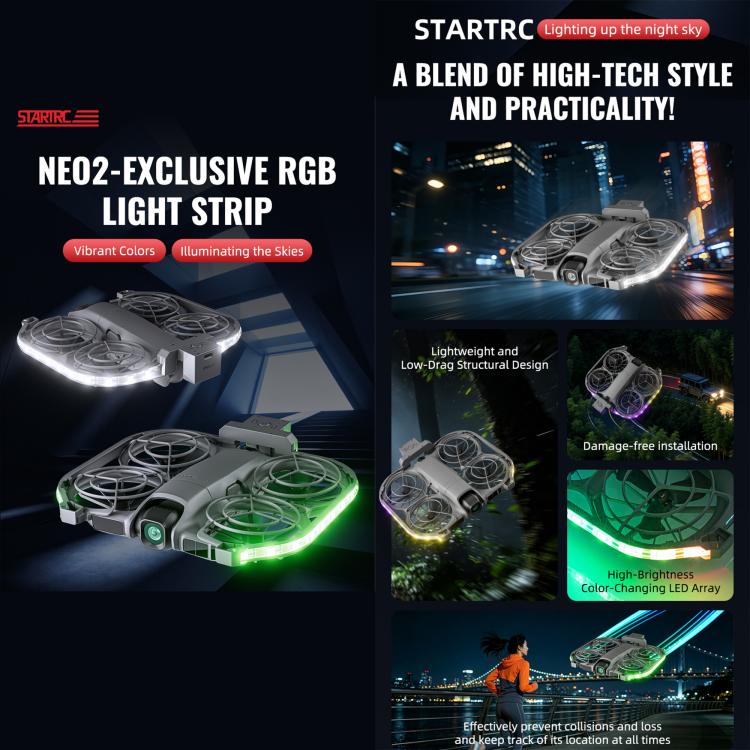 Striscia luminosa a LED colorata STARTRC per DJI Neo 2 Striscia luminosa di avvertimento per il volo notturno