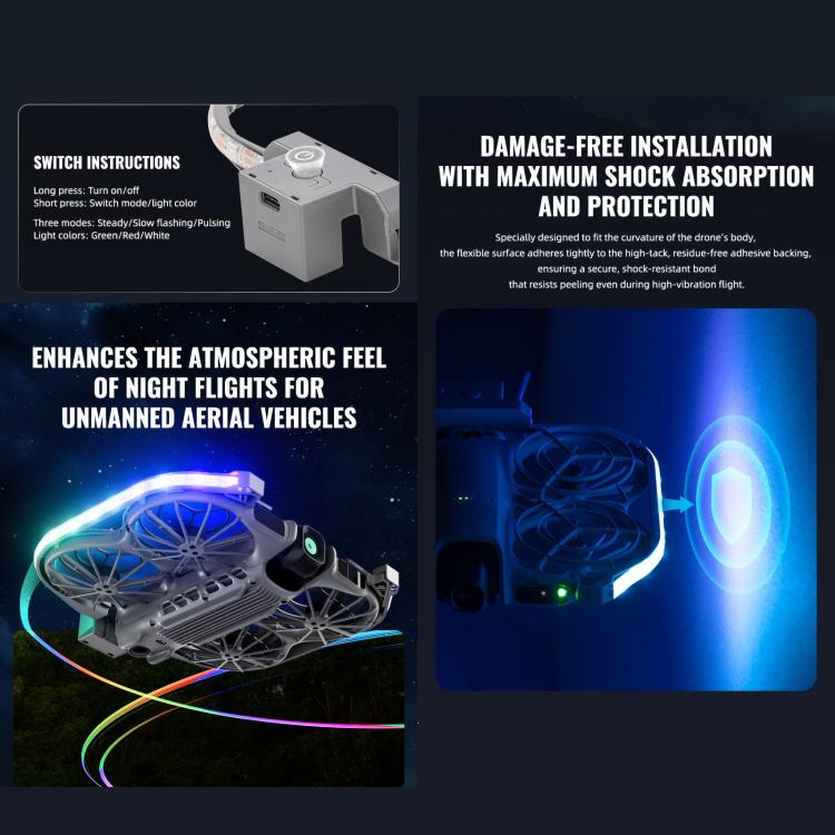 Striscia luminosa a LED colorata STARTRC per DJI Neo 2 Striscia luminosa di avvertimento per il volo notturno