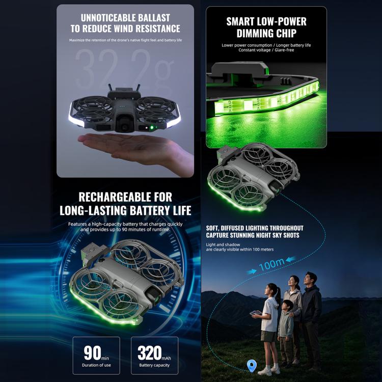 Striscia luminosa a LED colorata STARTRC per DJI Neo 2 Striscia luminosa di avvertimento per il volo notturno
