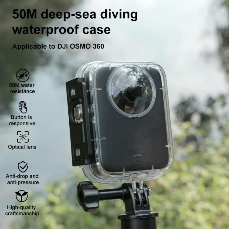 Custodia impermeabile fino a 50 metri per DJI Osmo 360 con tappo in silicone per l'obiettivo., For DJI Osmo 360
