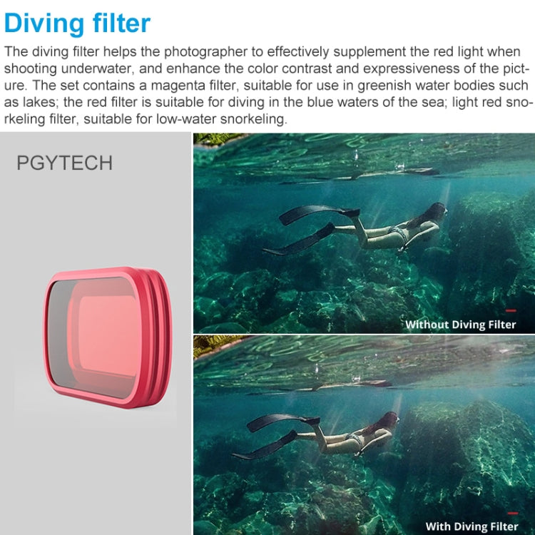 PGYTECH P-18C-016 Filtro per snorkeling rosso chiaro Professione Filtro per lenti colorate per immersione per DJI Osmo Pocket, P-18C-016