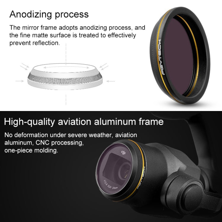 PGYTECH X4S-HD ND64 Filtro obiettivo con bordo dorato per accessori per droni con fotocamera cardanica DJI Inspire 2 / X4S, ND64