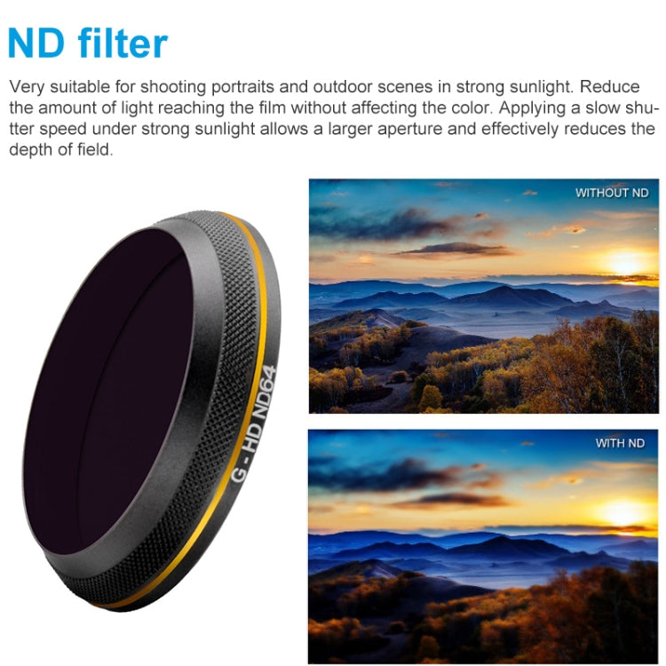 PGYTECH X4S-HD ND64 Filtro obiettivo con bordo dorato per accessori per droni con fotocamera cardanica DJI Inspire 2 / X4S, ND64