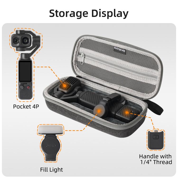 Per DJI Osmo Pocket 4P Sunnylife Mini Custodia per il trasporto Borsa portatile da viaggio Organizer protettivo Borse combinate standard, For DJI Osmo Pocket 4P Standard Combo Bags
