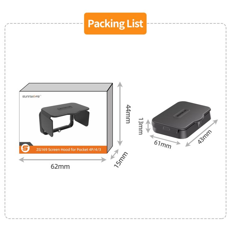 Sunnylife Parasole per schermo, protezione per monitor, per DJI Osmo Pocket 4P / 4 / 3, For DJI Osmo Pocket 4P / 4 / 3