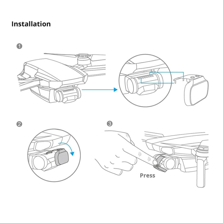 4 pezzi PGYTECH P-12A-019 ND8 / 16 / 32 / 64 Set di filtri per lenti oscuranti per accessori DJI Mavic Mini Drone, ND8 / 16 / 32 / 64 Dimming Lens