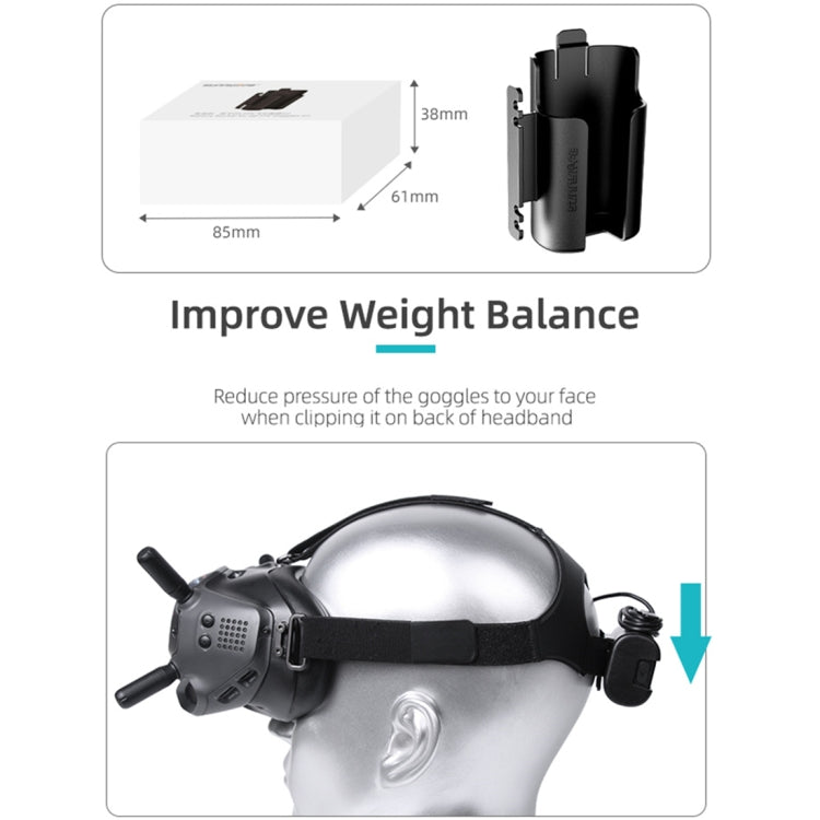 Sunnylife Custodia protettiva per avvolgitore per gestione cavi con clip per batteria per occhiali DJI FPV V2, Sunnylife Battery Bracket