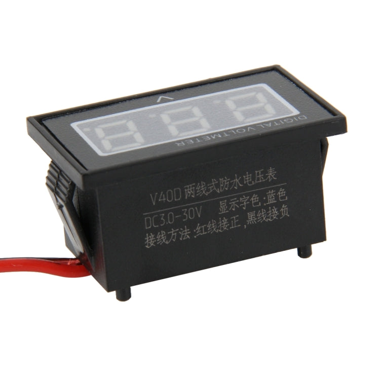 V40D Mini Waterproof IPX4 Digital Voltage Meter with 2-Wire Red Light Display, Measuring Voltage: DC 2.5-30V, DT0002G, DT0002L, DT0002R