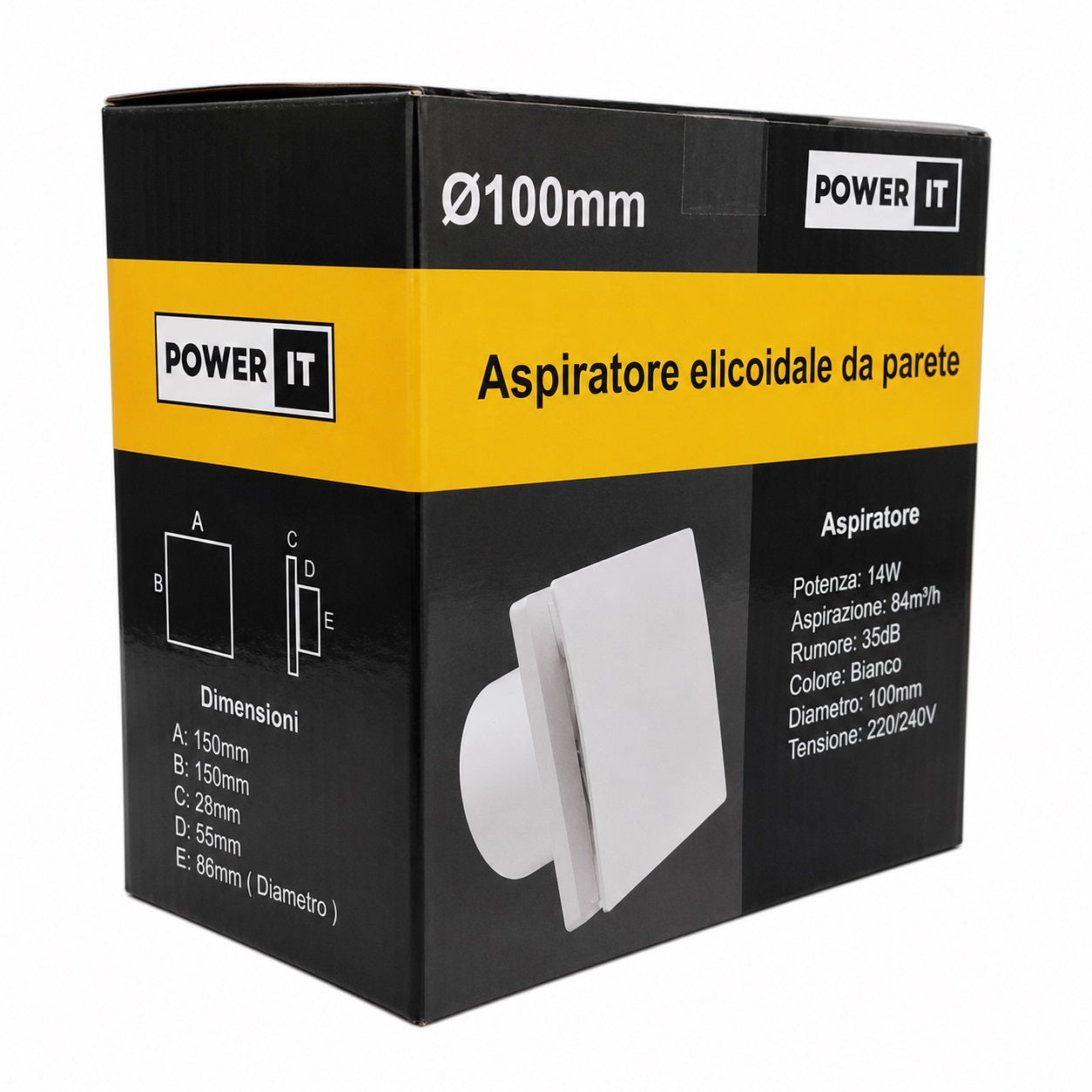 Aspiratore elicoidale 14W 80m3/h 33db 100mm 8055598010049 E9085