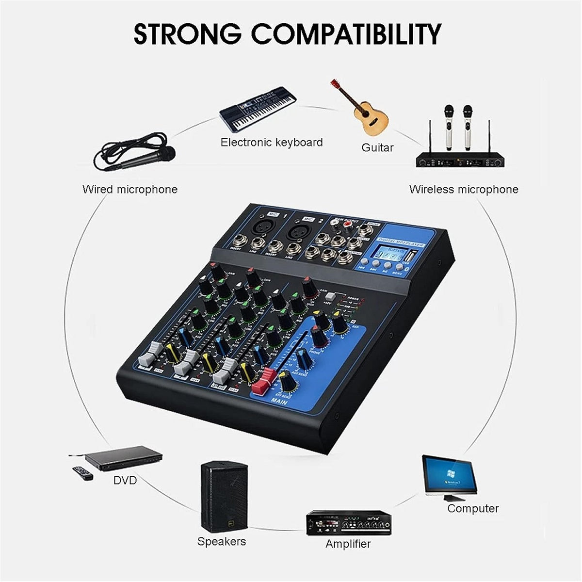 Mixer professionale 4 canali con Bluetooth/USB