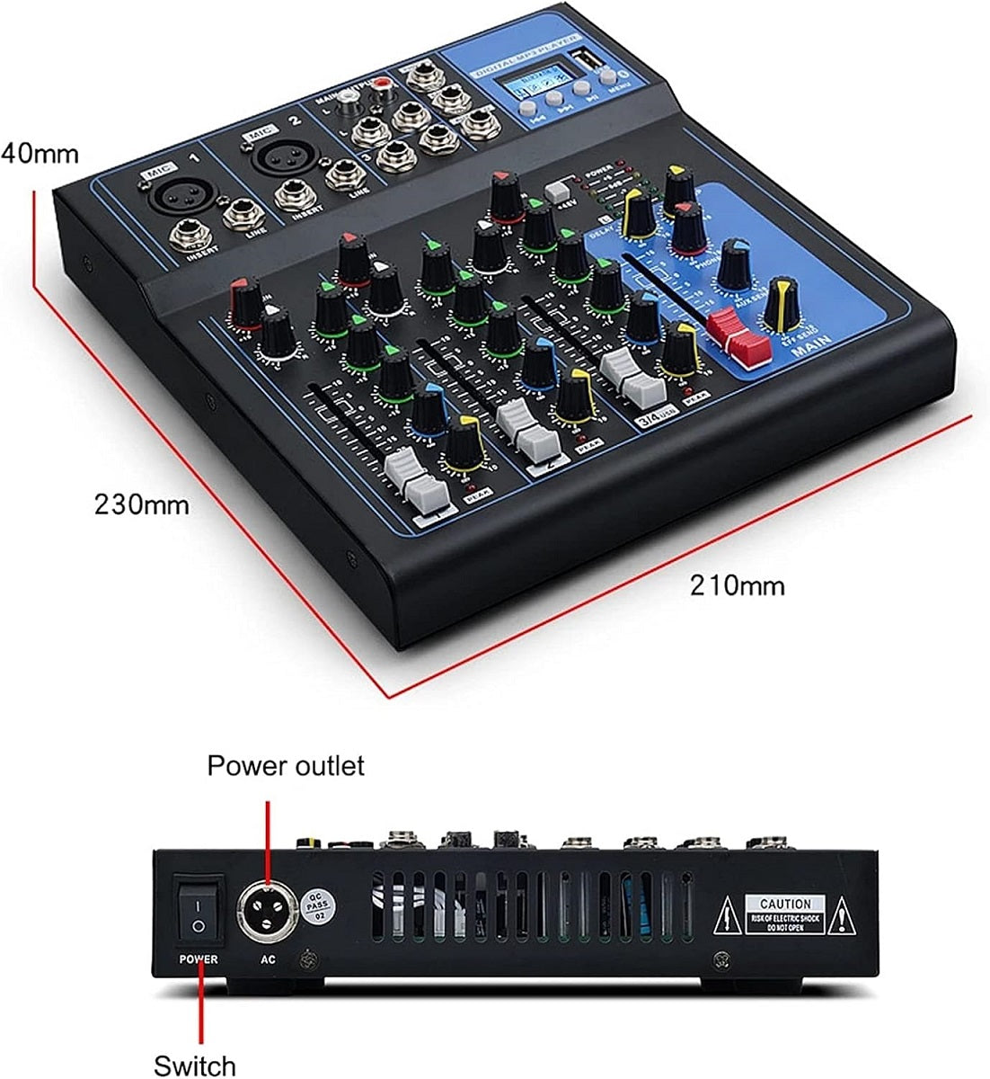 Mixer professionale 4 canali con Bluetooth/USB