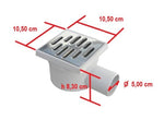 Chiusino orientabile sifonato ribassato 10x10cm in PP con scarico laterale e griglia in acciaio INOX 50mm  CHL10/50NX 1CHL10/50NX E9193
