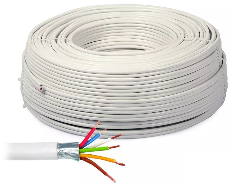 Cavo schermato per allarme antifurto 4x0.22mm² + 2x0.50mm² CCA matassa 100m 8053323556428 E9410