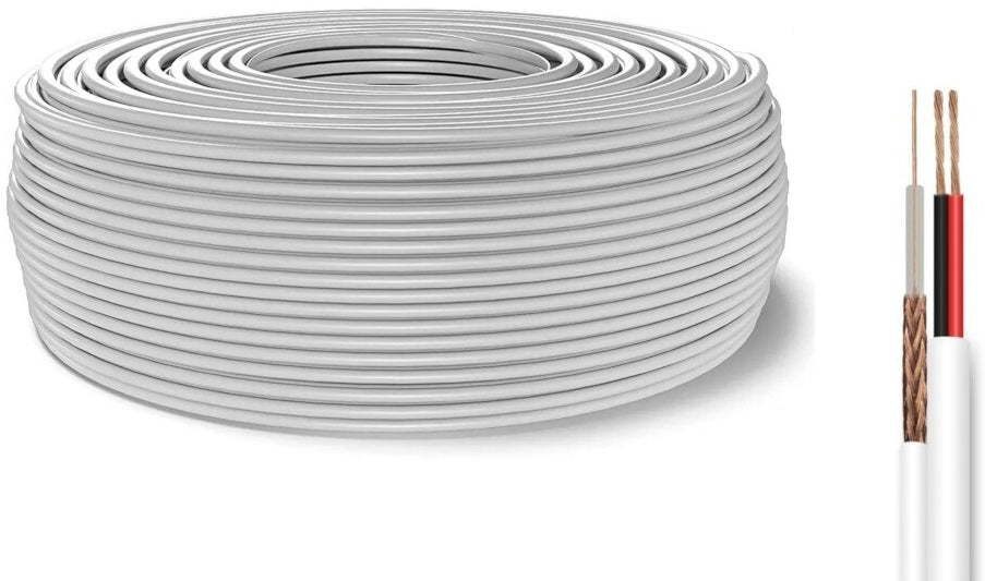Cavo coassiale RG59 con alimentazione integrata 2 x 0,50 mm² CCA matassa da 100m 8053323556350 E9500