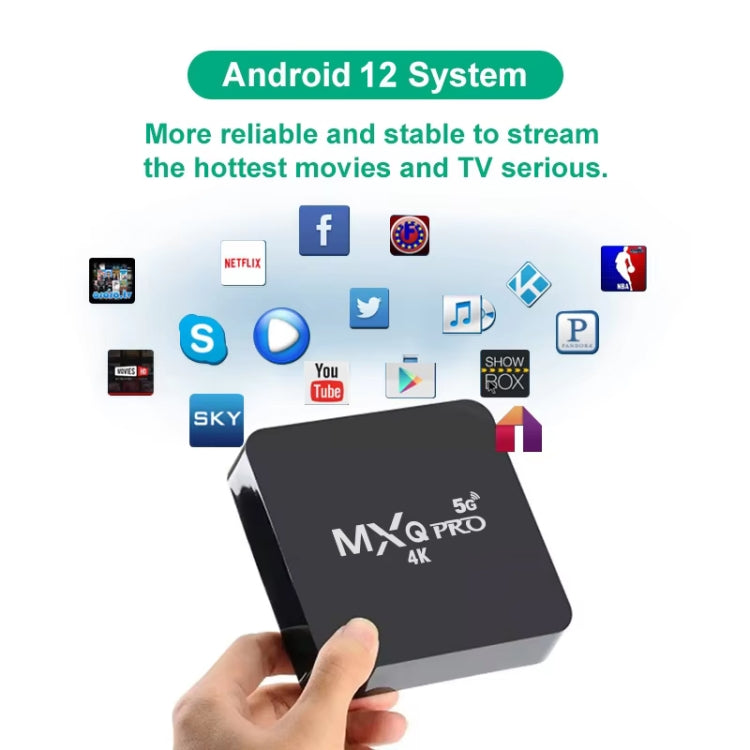 Lettore multimediale MXQ 4K Full HD RK3229 Quad Core KODI Android 9.0 TV Box con telecomando, RAM: 1 GB, ROM: 8 GB, supporto HDMI, WiFi, Miracast, DLNA