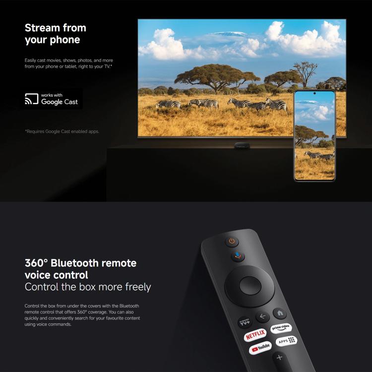 Xiaomi TV Box S di terza generazione, Smart TV Box con lettore multimediale 4K Ultra HD e Google TV, processore quad-core, 2 GB di RAM e 32 GB di memoria interna, versione globale., TV Box S 3rd Gen