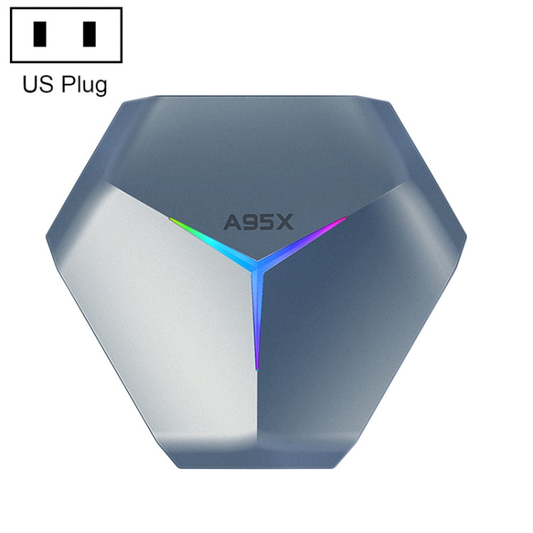 A95X F4 8K UHD Smart TV BOX Lettore multimediale Android 10.0 con telecomando, Amlogic S905X4 Quad Core Cortex-A55 fino a 2,0 GHz, RAM: 4 GB, ROM: 32 GB, WiFi 2,4 GHz/5 GHz, Bluetooth, presa EU (blu metallizzato), 4GB+32GB