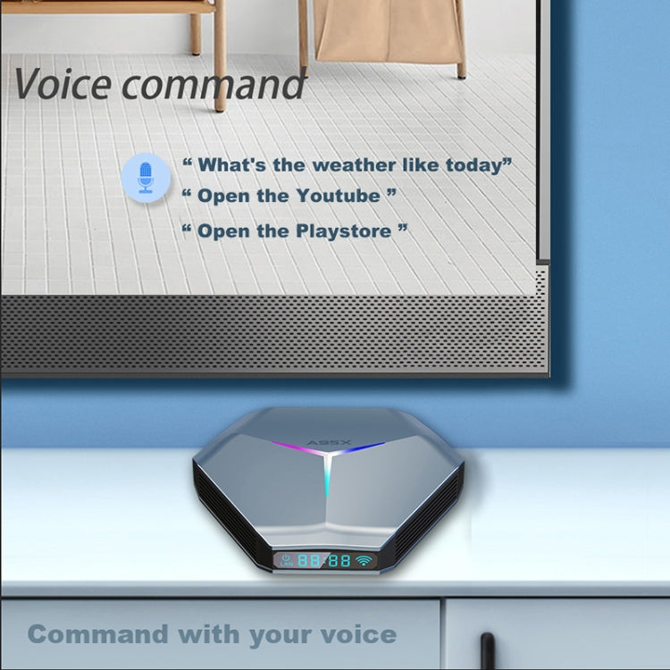 A95X F4 8K UHD Smart TV BOX Android 10.0 Media Player with Remote Control, Amlogic S905X4 Quad Core Cortex-A55 up to 2.0GHz, RAM: 4GB, ROM: 32GB, WiFi 2.4GHz/5GHz, Bluetooth, EU Plug (Metallic Blue), 4GB+32GB