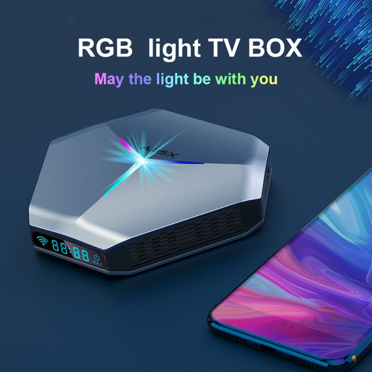 A95X F4 8K UHD Smart TV BOX Lettore multimediale Android 10.0 con telecomando, Amlogic S905X4 Quad Core Cortex-A55 fino a 2,0 GHz, RAM: 4 GB, ROM: 32 GB, WiFi 2,4 GHz/5 GHz, Bluetooth, presa EU (blu metallizzato), 4GB+32GB
