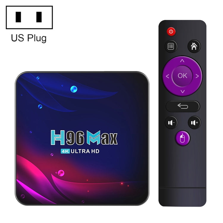 H96 Max V11 4K Smart TV BOX Android 11.0 Media Player with Remote Control, RK3318 Quad-Core 64 bit Cortex-A53, RAM: 2GB, ROM: 16GB, Support Dual Band WiFi, Bluetooth, Ethernet, EU Plug, 2GB+16GB