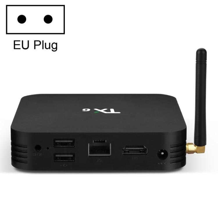 TX6 HD TV Box Media Player, Android 7.1/9.0 System, Allwinner H6, Up to 1.5GHz, Quad-core ARM Cortex-A53, 2GB+16GB, Support Bluetooth, WiFi, RJ45, US Plug, 2GB+16GB