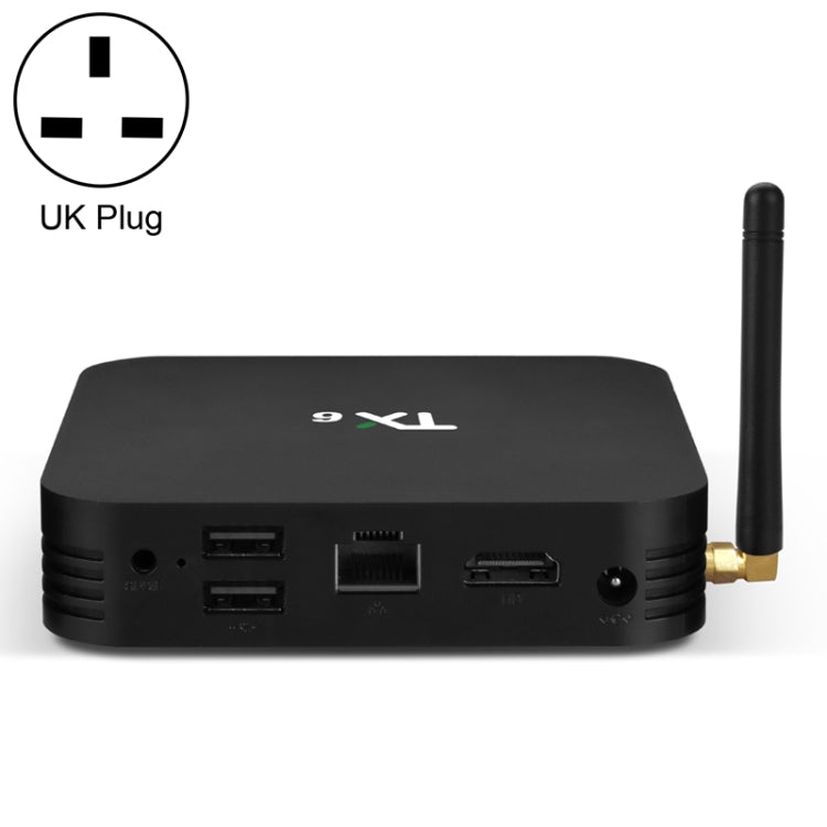 Lettore multimediale TV Box HD TX6, sistema Android 7.1 / 9.0, Allwinner H6, fino a 1,5 GHz, quad-core ARM Cortex-A53, 2 GB + 16 GB, supporto Bluetooth, WiFi, RJ45, presa americana, 2GB+16GB