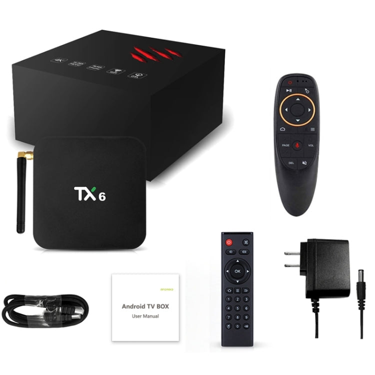 Lettore multimediale TV Box HD TX6, sistema Android 7.1 / 9.0, Allwinner H6, fino a 1,5 GHz, quad-core ARM Cortex-A53, 2 GB + 16 GB, supporto Bluetooth, WiFi, RJ45, presa americana, 2GB+16GB