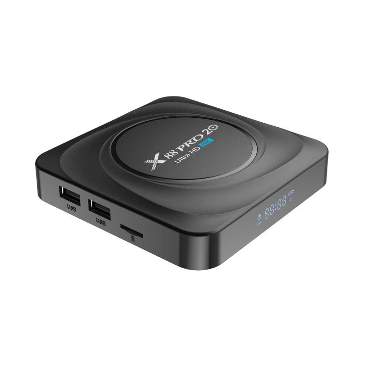 X88 Pro 20 4K Smart TV BOX Android 11.0 Media Player with Voice Remote, RK3566 Quad Core 64-bit Cortex-A55 up to 1.8GHz, RAM: 8GB, ROM: 128GB, Support Dual Band WiFi, Bluetooth, Ethernet, US Plug, 8GB+128GB