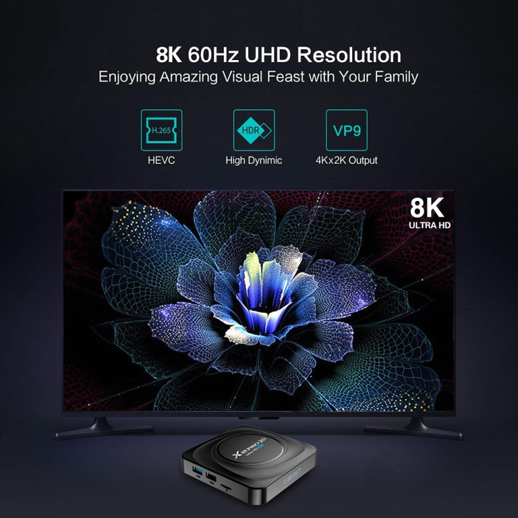 X88 Pro 20 4K Smart TV BOX Android 11.0 Media Player with Voice Remote, RK3566 Quad Core 64-bit Cortex-A55 up to 1.8GHz, RAM: 8GB, ROM: 128GB, Support Dual Band WiFi, Bluetooth, Ethernet, US Plug, 8GB+128GB