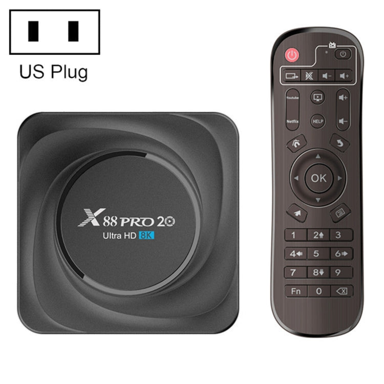 X88 Pro 20 4K Smart TV BOX Lettore multimediale Android 11.0 con telecomando a infrarossi, RK3566 Quad Core 64 bit Cortex-A55 fino a 1,8 GHz, RAM: 4 GB, ROM: 32 GB, supporto WiFi dual band, Bluetooth, Ethernet, presa EU, 4GB+32GB