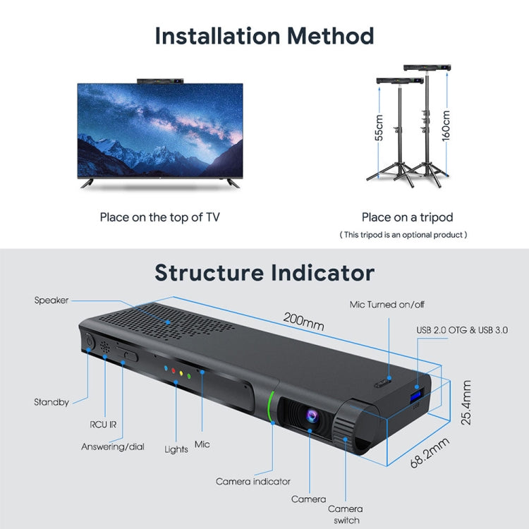 MECOOL KA2 Video calls on TV Smart TV Box Android 10.0 with remote control, Amlogic S905X4 Quad Core Cortex A35, 2GB+16GB, Dual-Band / Ethernet / Camera, KA2 2GB+16GB